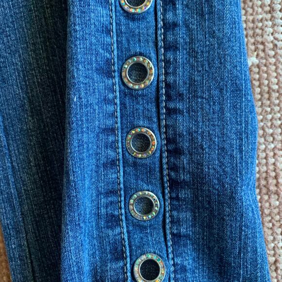 Ethyl Vintage y2k vibes Sparkle Gromett Jeans SIZE 6 - Picture 2 of 6